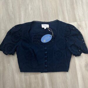 Cartolina Nantucket The Sofia Blue Lace Top NWT size XS